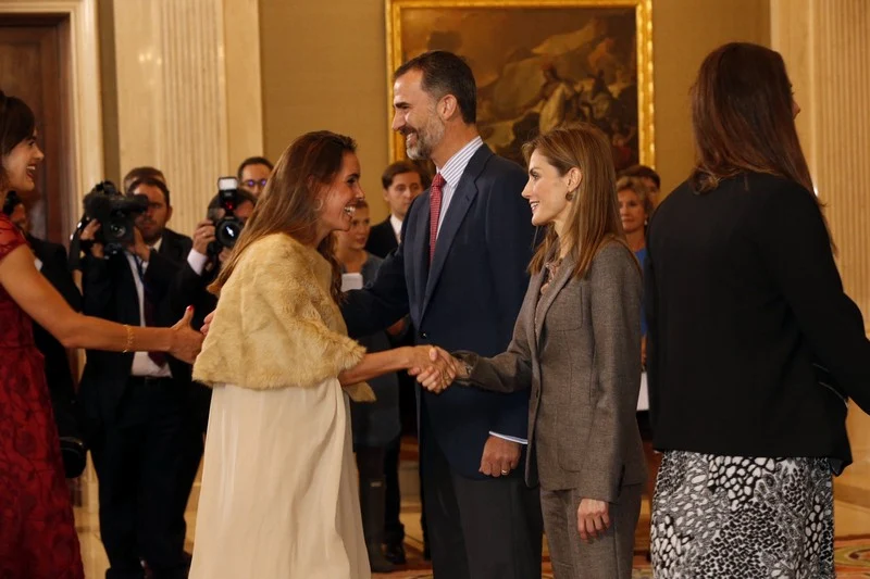 Queen Letizia of Spain meets waterpolo and swimming pool teams members that joined the European Championships at Zarzuela Palace