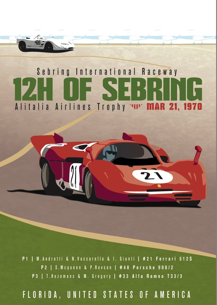 Grand Prix 1959 Sebring International Raceway United States Vintage Poster Print
