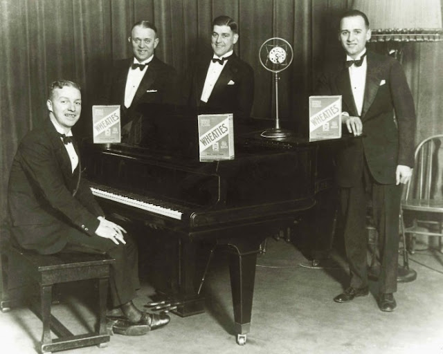 Photo c. 1930s Wheaties quartet pose by a piano. Jingles and other stories of The American Dream. marchmaton.com Photo c. 1930s Wheaties quartet pose by a piano. Jingles and other stories of The American Dream. marchmaton.com