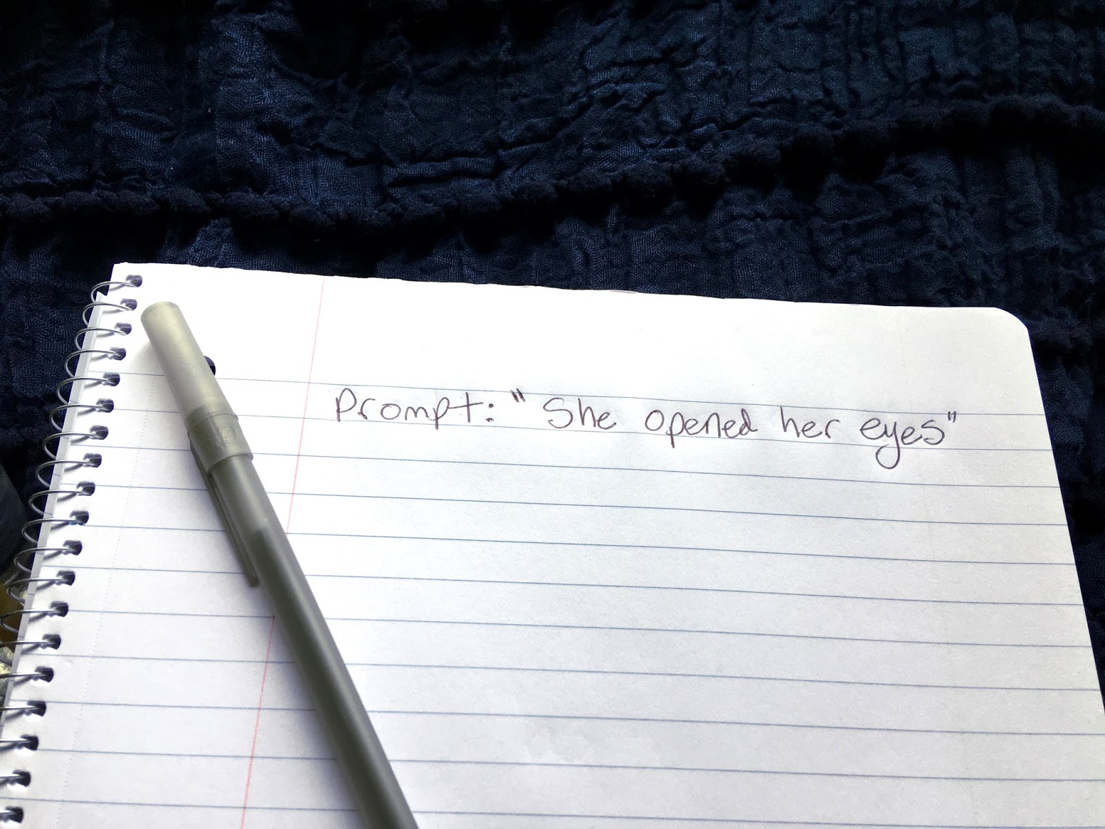 Notebook with Prompt: "She opened her eyes" #EclecticWritingClass