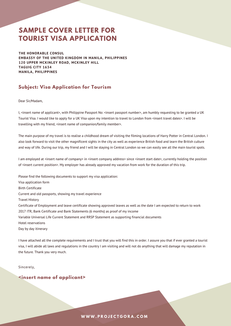 cover letter for visa application singapore