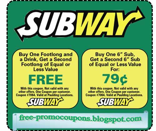 Subway footlong coupons