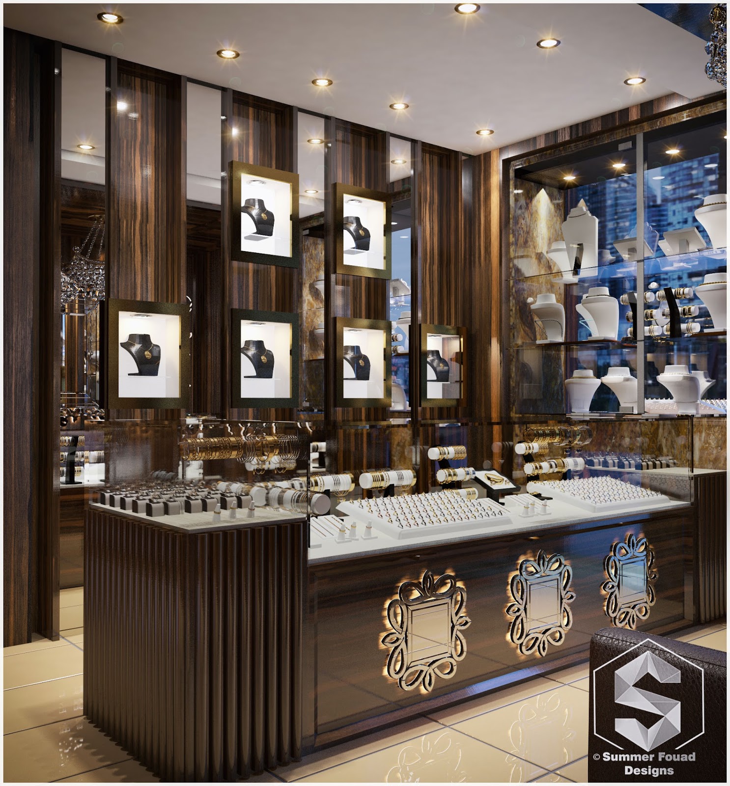 Jewelry store interior design تصميمى محل مجوهرات بالسويس