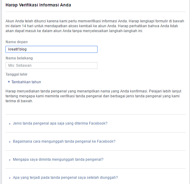 Penyebab Akun Facebook Dikunci - Portal Bangka
