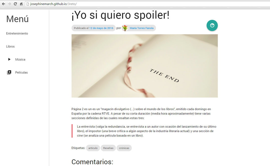 Así se vería una github page según el repositorio ¿Cómo se ve una github page?