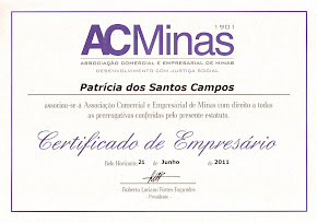 Certificado de Empresária recebido da ACMinas