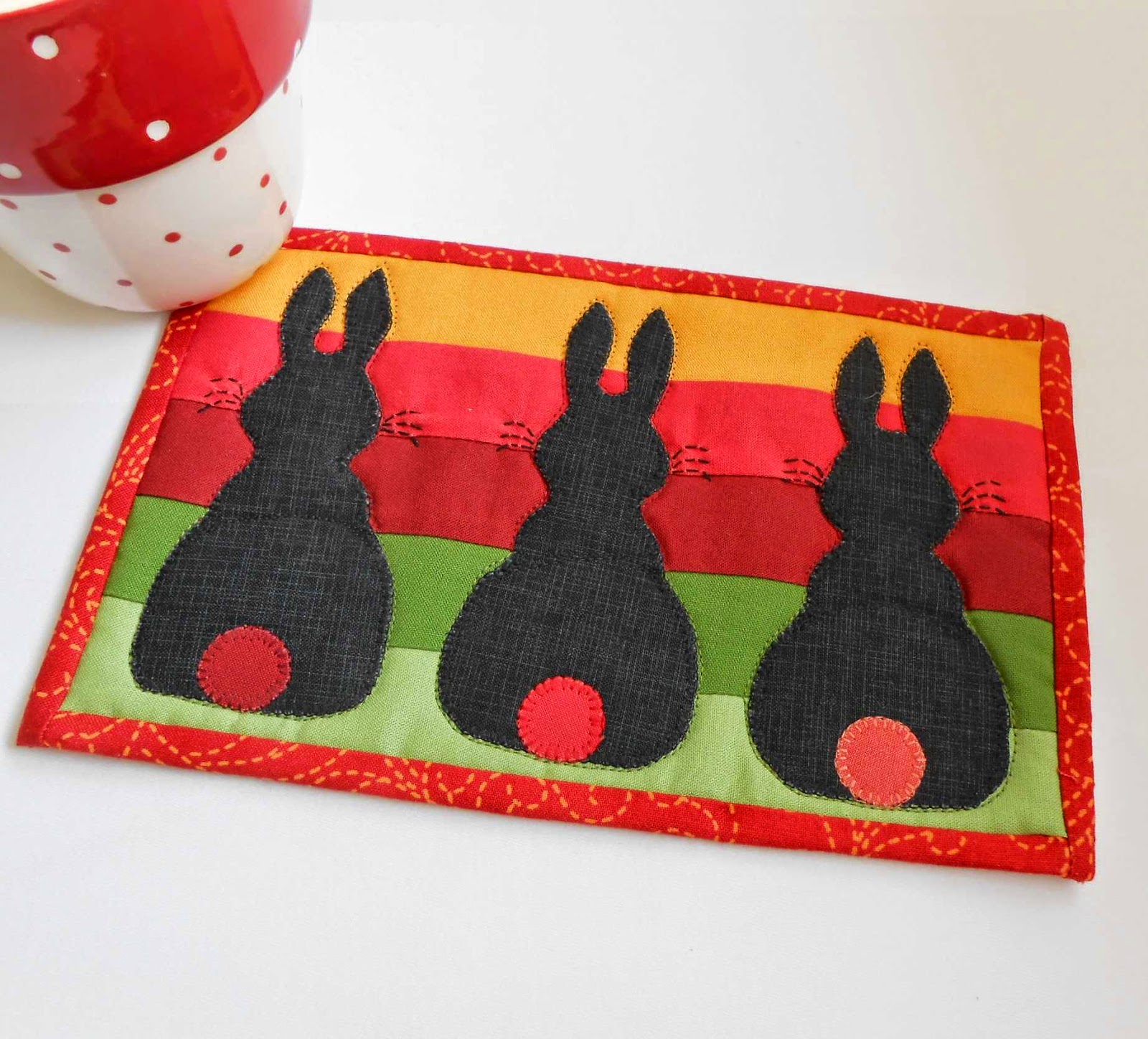 The Patchsmith Bunny Hop Mug Rug Three Designs in One Pattern