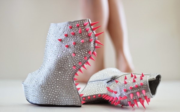silver studs high heels