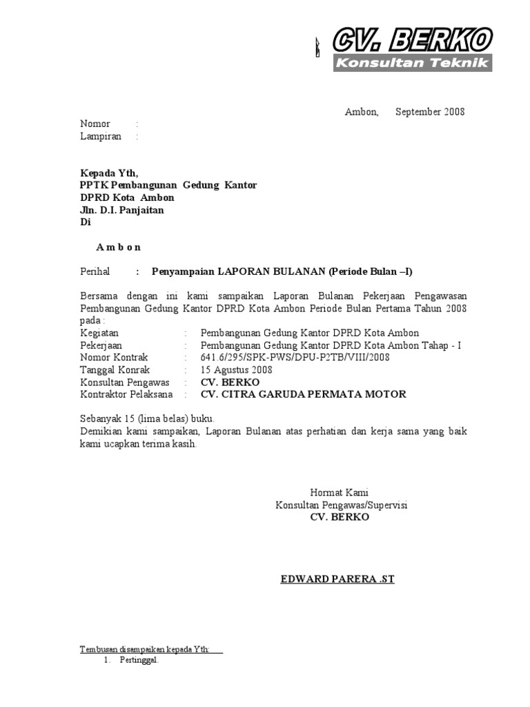Contoh Format Surat Pengantar Contoh Format Surat Pengantar