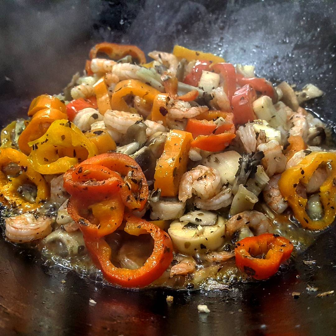 The Italian Bearded Chef: Tonight's Menu: Peppers & Wild Mushroom Shrimp