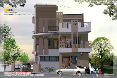 3 Story House Plan and Elevation- 248 Sq M (2670 Sq. Ft.)