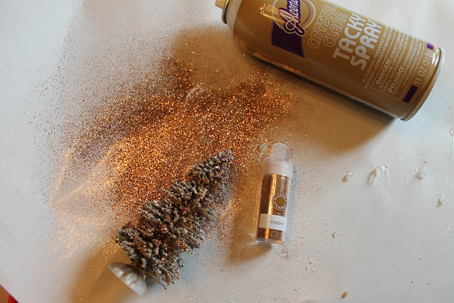 DIY glitter on bottle brush trees