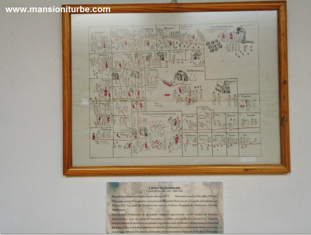 Lienzo de Jucutacato en la Exposición códices y lienzos de Michoacán