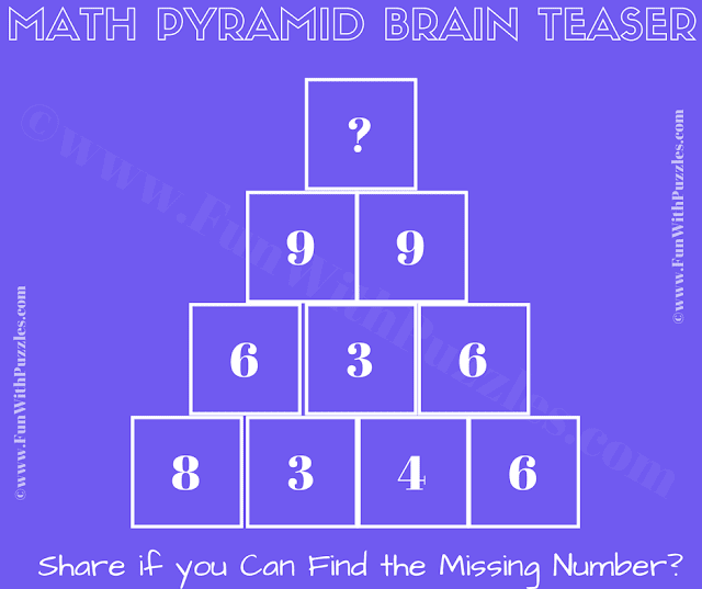 It is Maths Pyramid Riddle and Puzzle in which one has to calculate value of the missing number