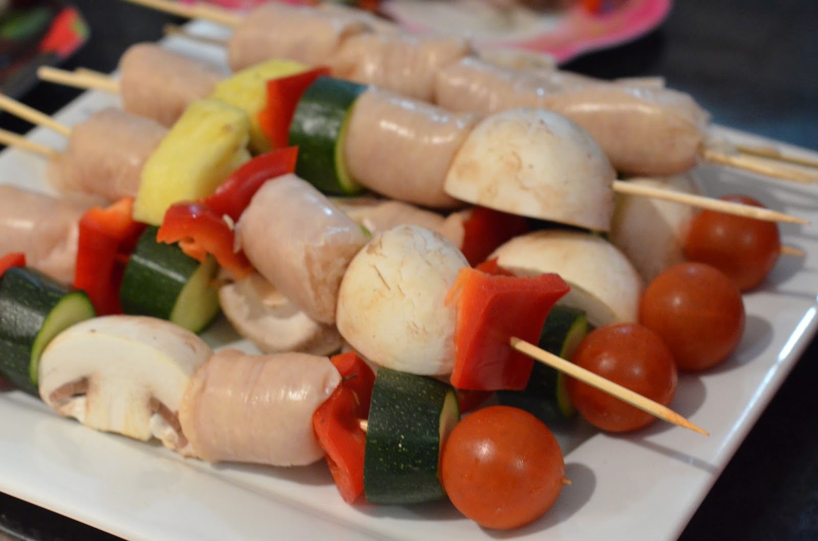 Forever Nutrition Sausage and vegetable kebabs