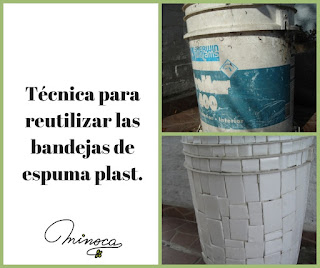 Decora las macetas con mosaicos de espuma plast. Reciclar corcho blanco. Decoración de macetas. Mosaicos con espuma plast. Consejos de minoca.uy