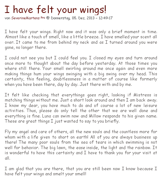 http://fabelschmiede-und-wortsalat.blog.de/2013/12/05/i-have-felt-your-wings-17237476/