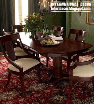Spanish wood dining room furniture, classic brown dining room furniture