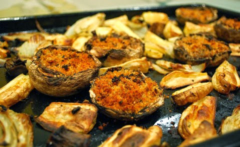 Baked Stuffed Mushrooms with Parsnips