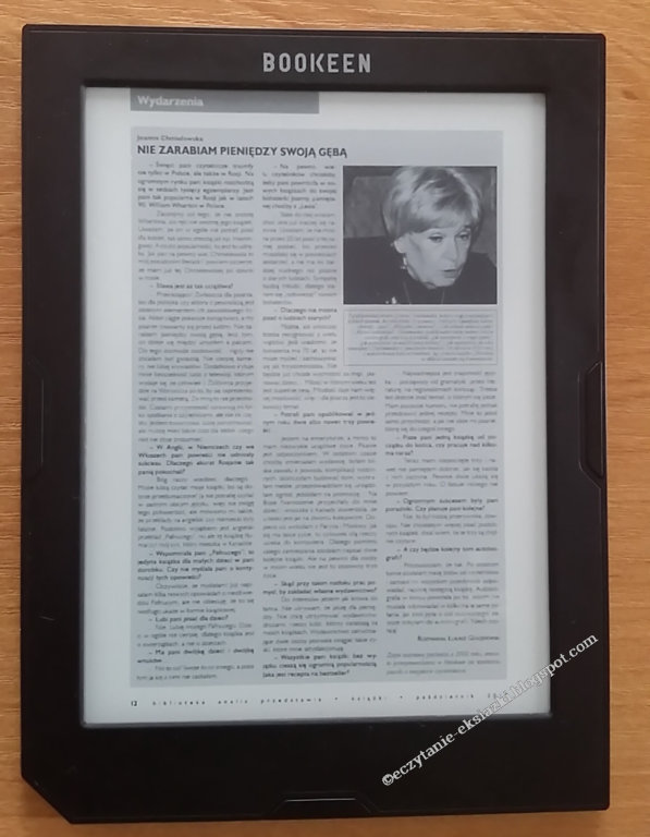 Przykładowy plik PDF w trybie zwykłym na czytniku Cybook Muse Light