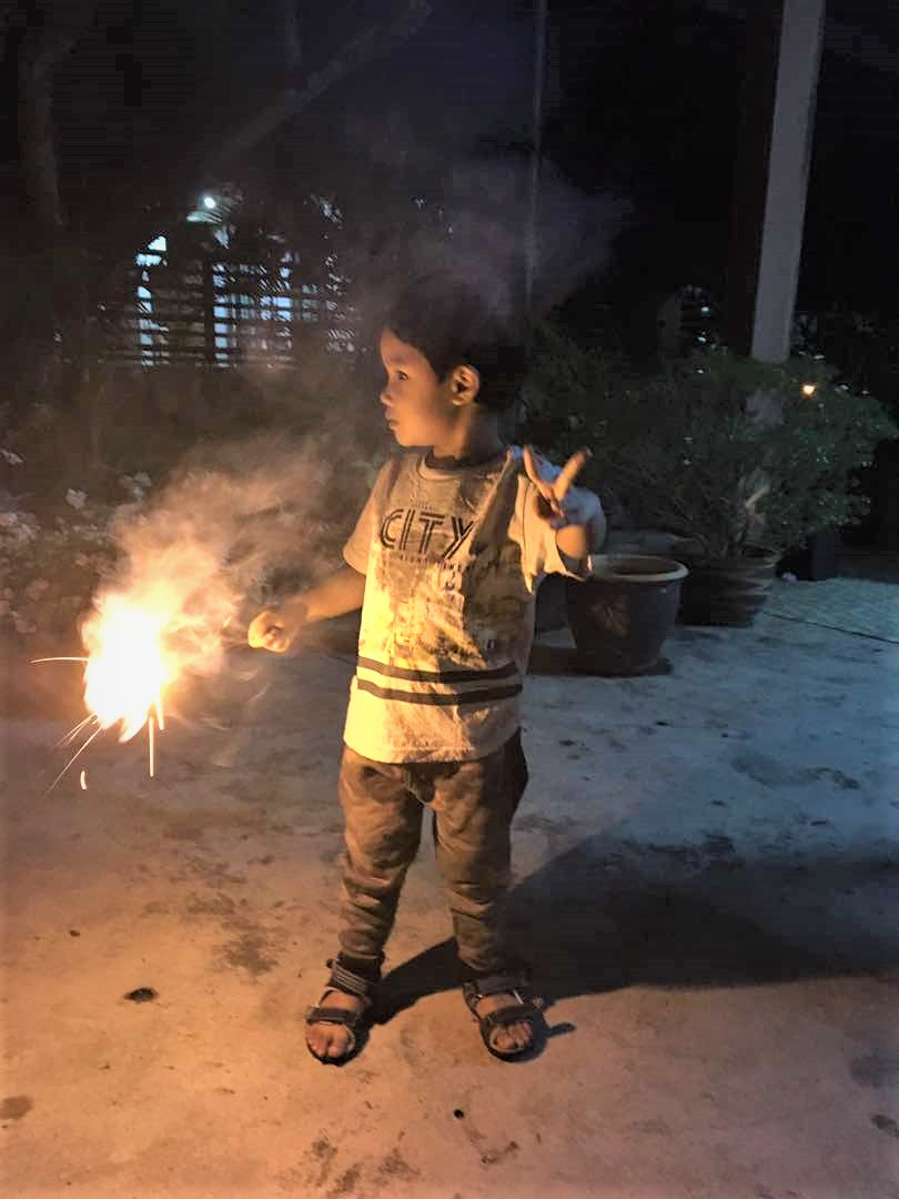  Playing Sparklers On Last Night Before Eid