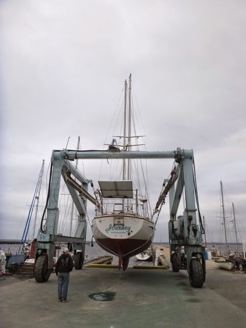 pearson 365 sailboat in travel lift