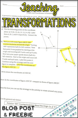 Transformations can be so difficult for students to visualize.  It’s really important for middle and high school students to engage in hands-on activities that facilitate a concrete understanding of the topics, without simply memorizing some rules.  Here are four strategies to consider when planning your transformations unit.