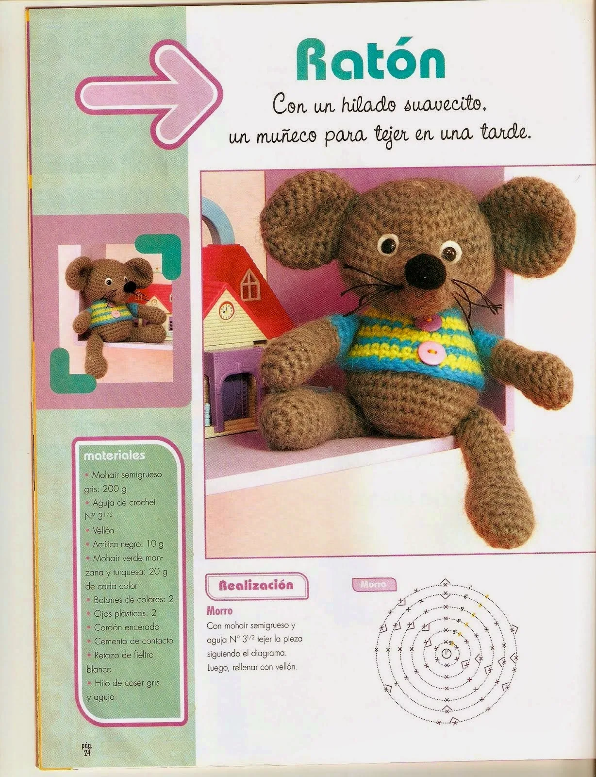 Muñeco ratón al crochet con instrucciones en español paso a paso moldes y patrones
