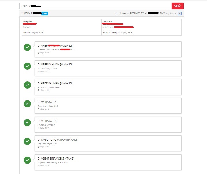 Aplikasi Cek Resi Tiki