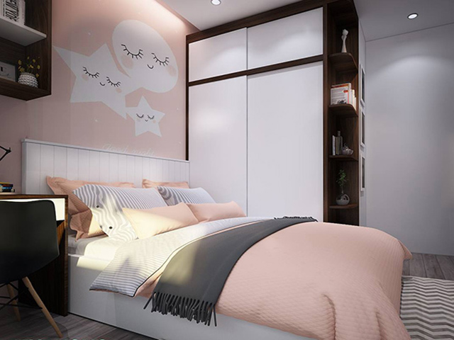 Thiết kế tủ quần áo gỗ ép cửa lùa Laminate An cường màu trắng kết hợp vân gỗ dành cho phòng ngủ bé gái xinh xắn mau-tu-quan-ao-go-ep-cua-lua-laminate-3