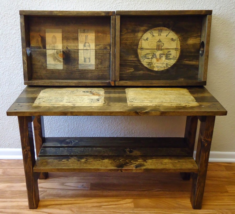 French Typography Table with Two Removable Trays - SOLD