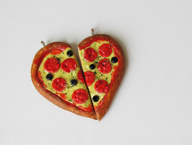DIY: Como Fazer COLAR DA AMIZADE - Pizza e Coração Quebra Cabeça Biscuit