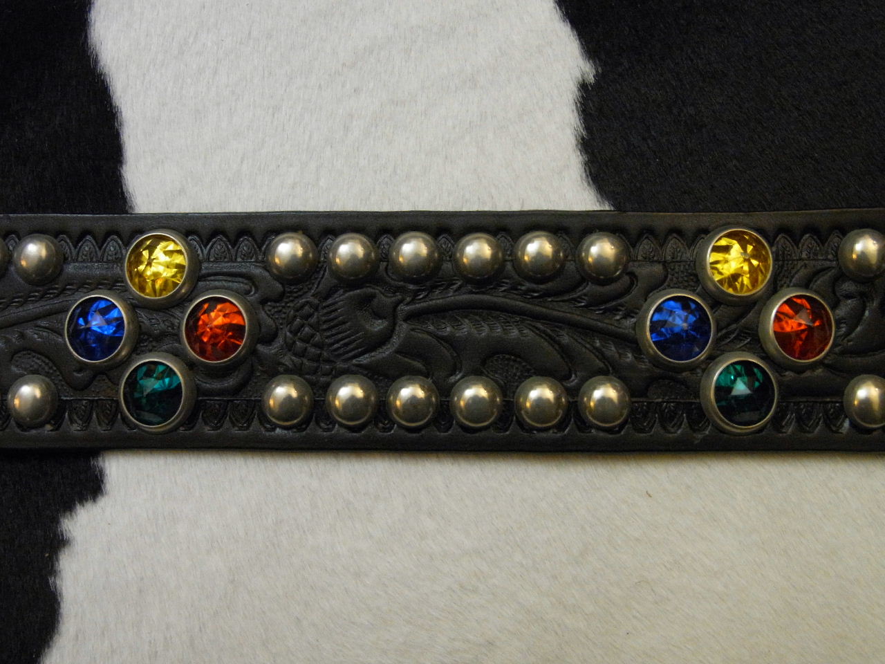 ACE WESTERN BELTS VINTAGE STYLE STUDDED AND JEWELED BELT