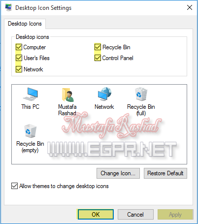 Show desktop icons windows 10