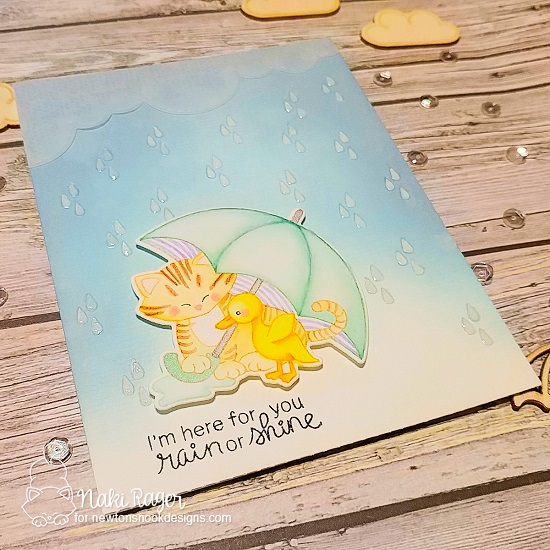 I'm Here for You Card by Nakaba Rager | Newton's Rainy Day Stamp Set and Sky Borders Die Set by Newton's Nook Designs #newtonsnook #handmade