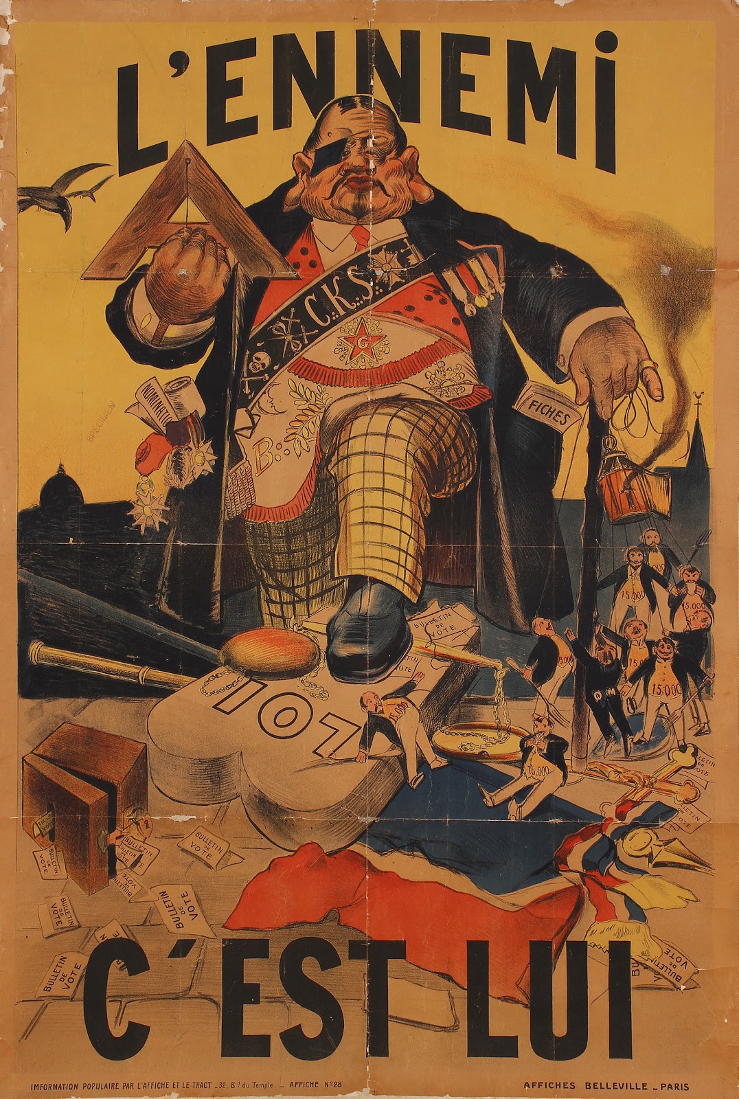 Contre Les Viets Contre L Ennemi SOUVENEZ-VOUS 44: AFFICHE DE PROPAGANDE "L'ENNEMI C'EST LUI"