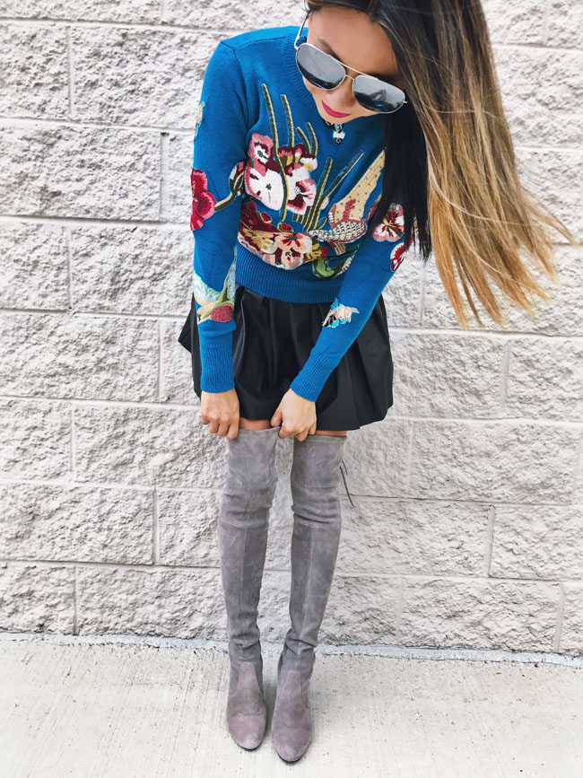 How to Style Over the Knee Boots How to Style Over the Knee Boots, Embroidered Sweater, Over the Knee Boots for Fall