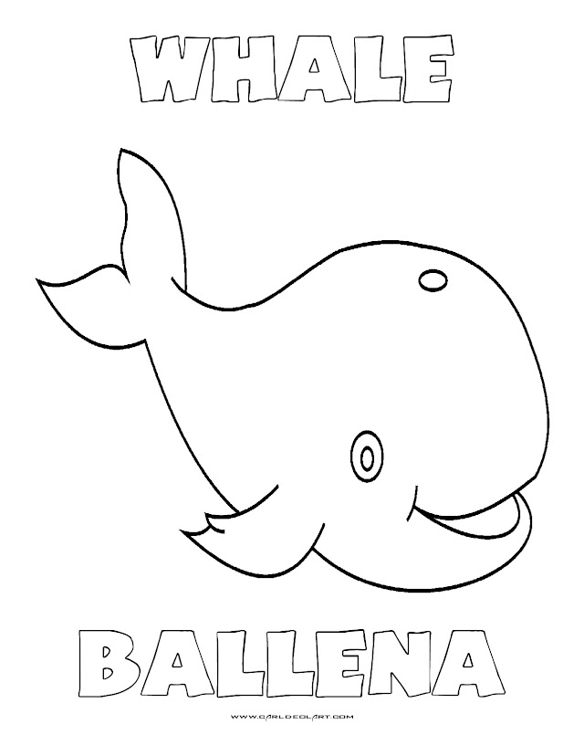 Dibujos Inglés - Español con B: Ballena - Whale