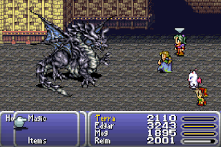 The party battles the Holy Dragon in Final Fantasy VI.