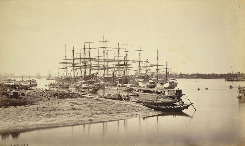 View of Shipping from Hastings' Bridge - Calcutta (Kolkata) 1860's