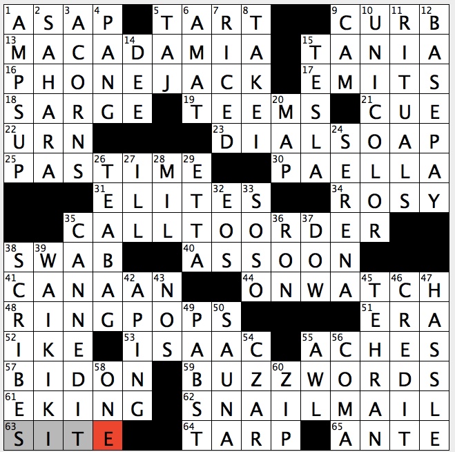 0604-18 NY Times Crossword Answers 4 Jun 2018, Monday 