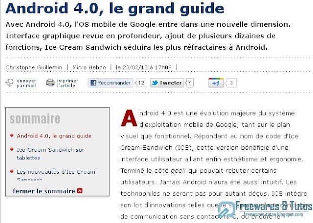 Le site du jour : Android 4.0, le grand guide