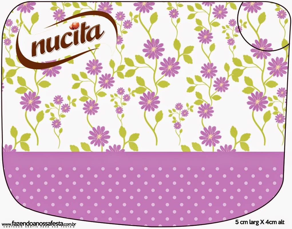Etiqueta Nucita para Imprimir Gratis de Flores Moradas.