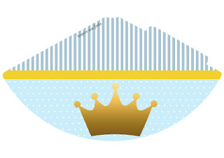 Corona en Fondo Celeste: Imprimibles para Fiestas, Invitaciones y Cajas para Imprimir Gratis. Sombrero para Imprimir Gratis de Corona en Fondo Celeste.