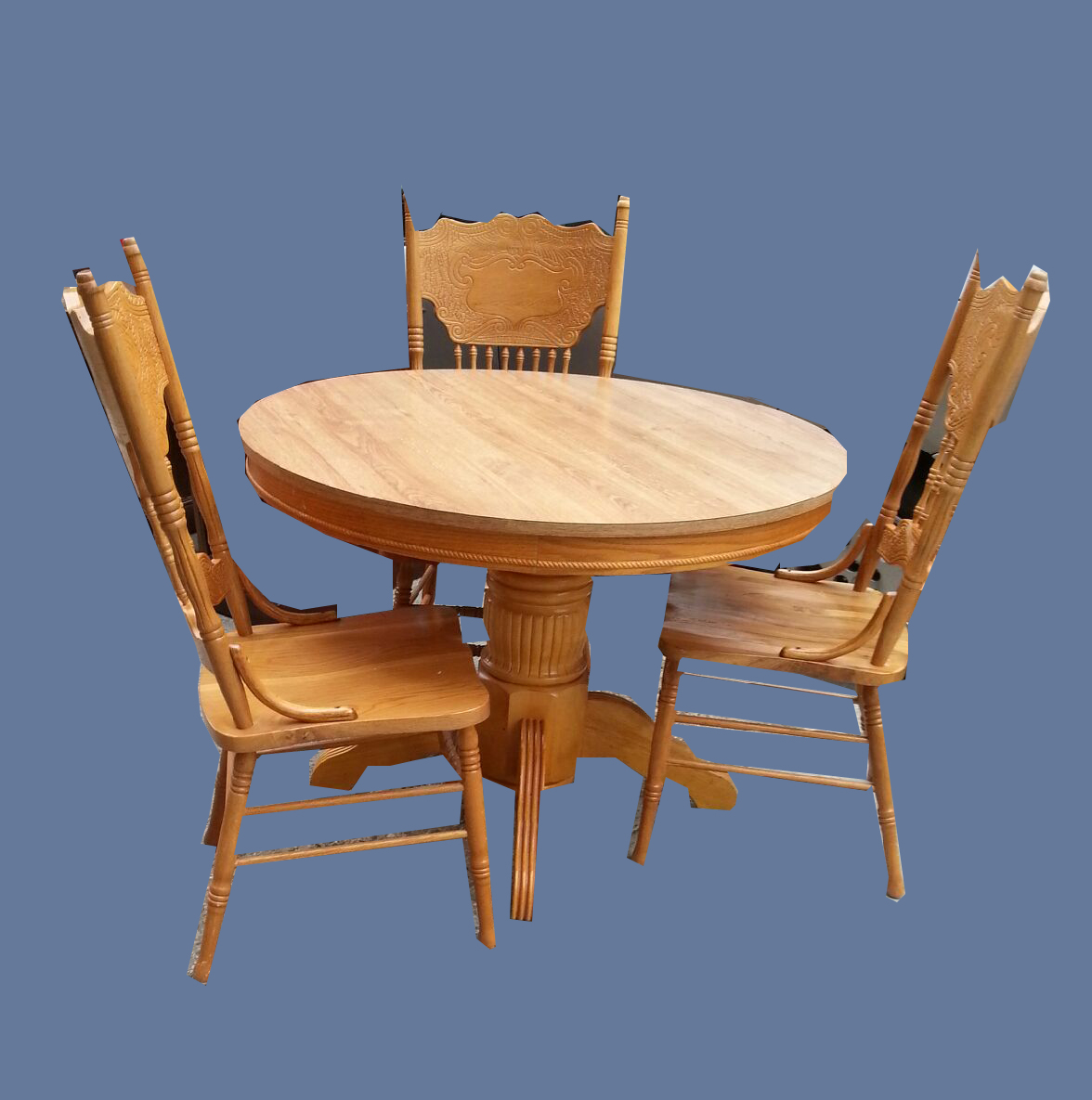 Uhuru Furniture & Collectibles Oak/Formica Dining Table + 3 Chairs SOLD
