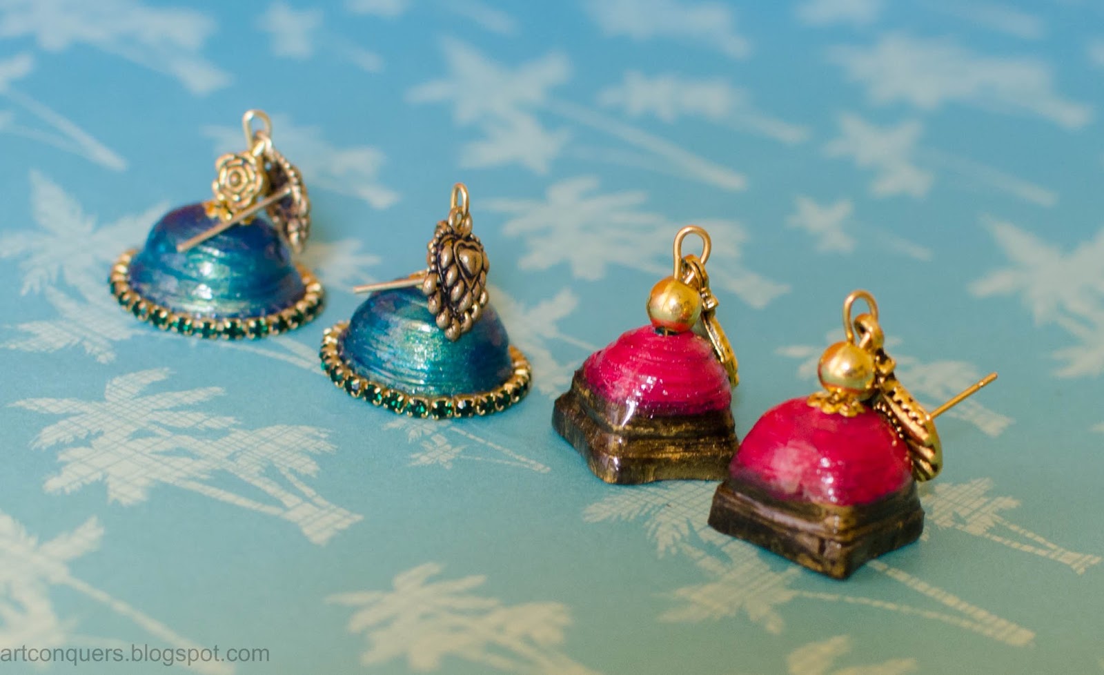 Artconquers How to make Glossy paper quilled earring and its Waterproofing method