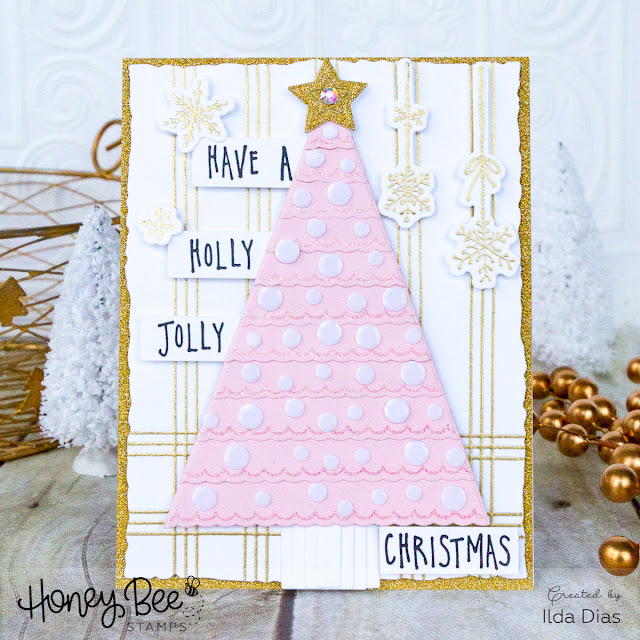 Holly Jolly Scalloped Christmas Tree Card | Honey Bee Stamps by ilovedoingallthingscrafty.com
