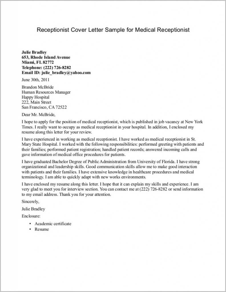 Application Letter For Secretary Receptionist Application Letter For Secretary Receptionist