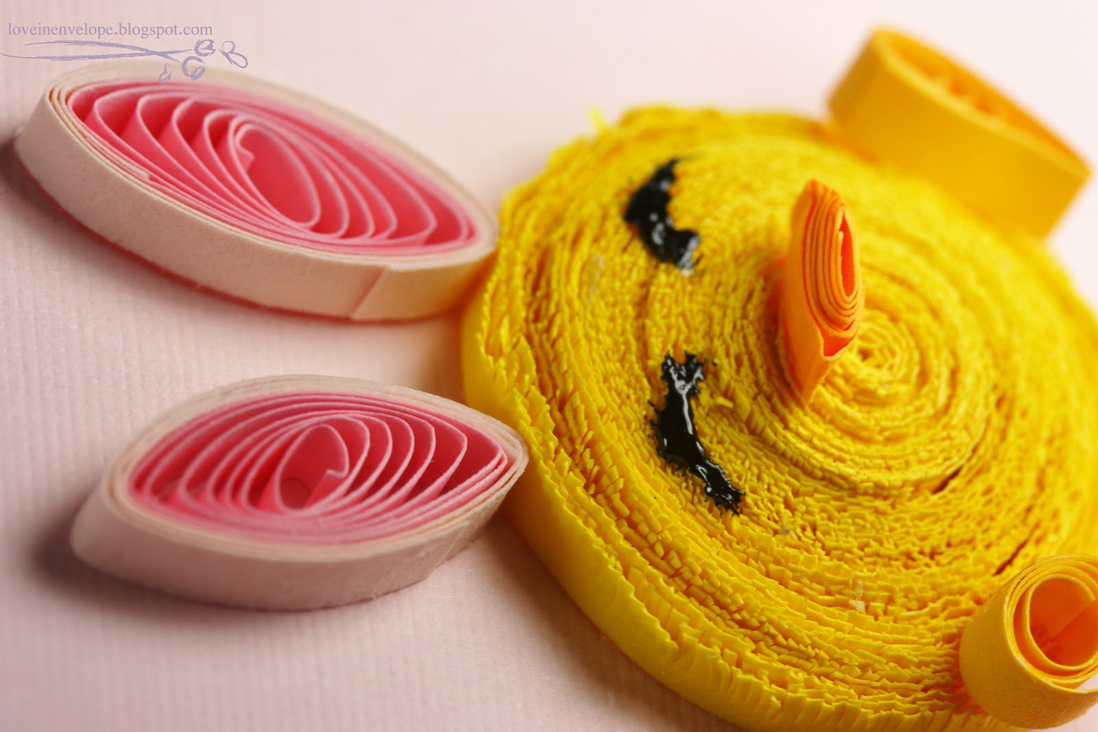 Love in Envelope Easter Card! Quilled Chick with Bunny Ears