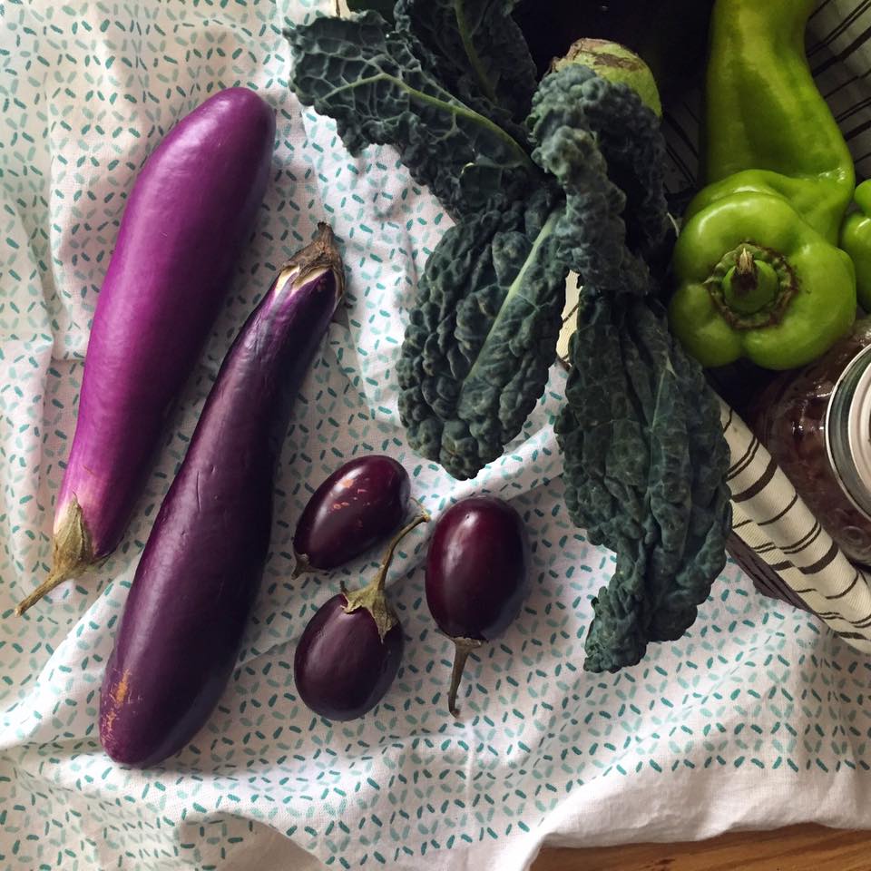 Tortang Talong (Filipino eggplant omelet) Kimchi and Beans